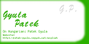 gyula patek business card